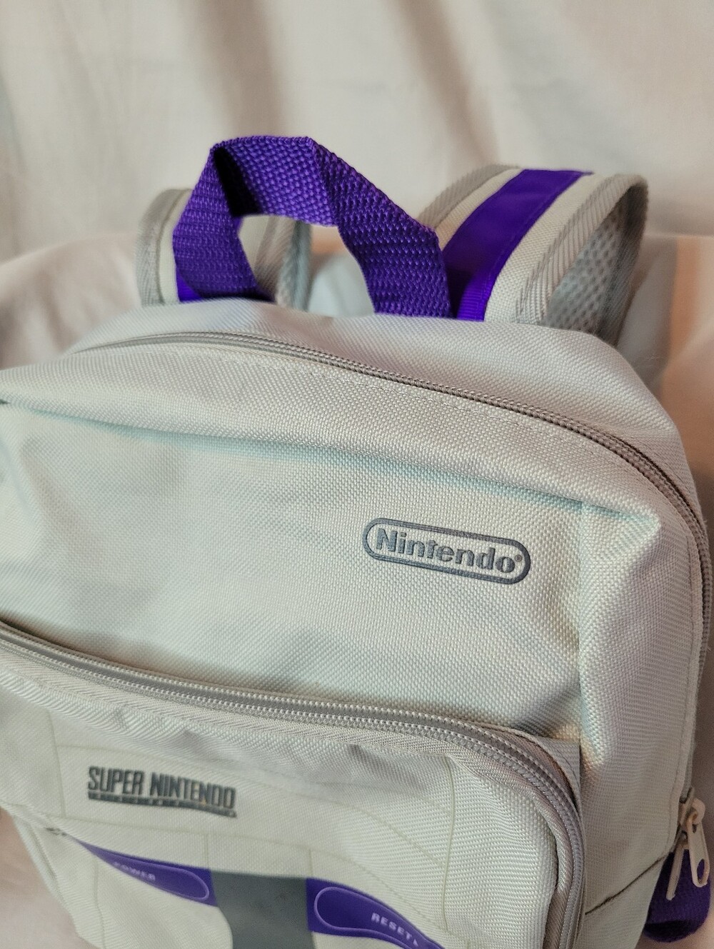 Nintendo Super Nintendo Light Gray & Purple Mini Backpack SNES Collectible - Picture 4 of 11